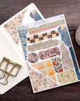 Vintage Pattern Torn Paper Edge Journalling Stickers