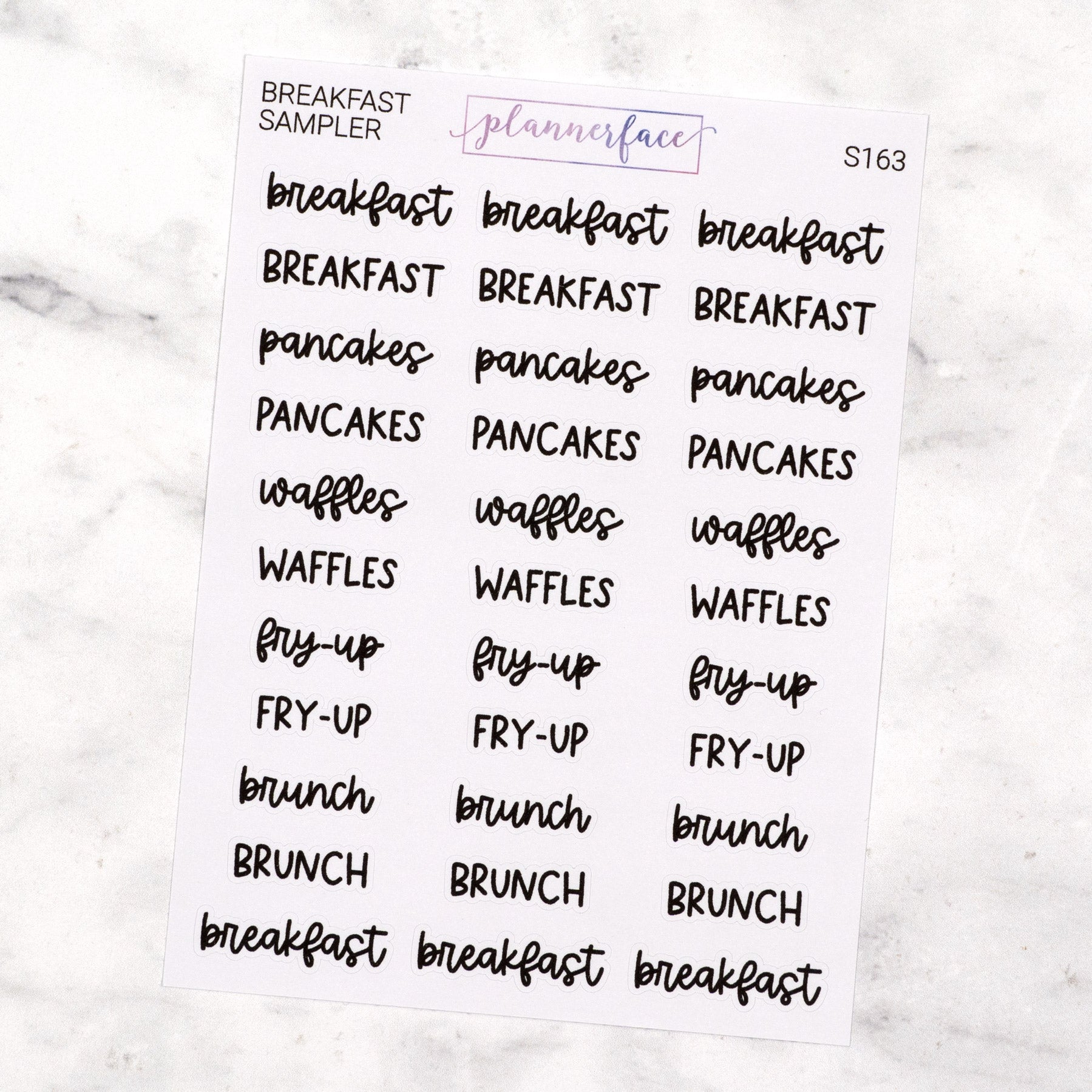 Mixed Breakfast Script Stickers