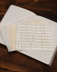 Foil Months Of The Year Script Stickers