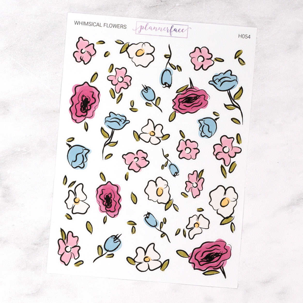 Whimsical Doodle Flowers Journalling Stickers