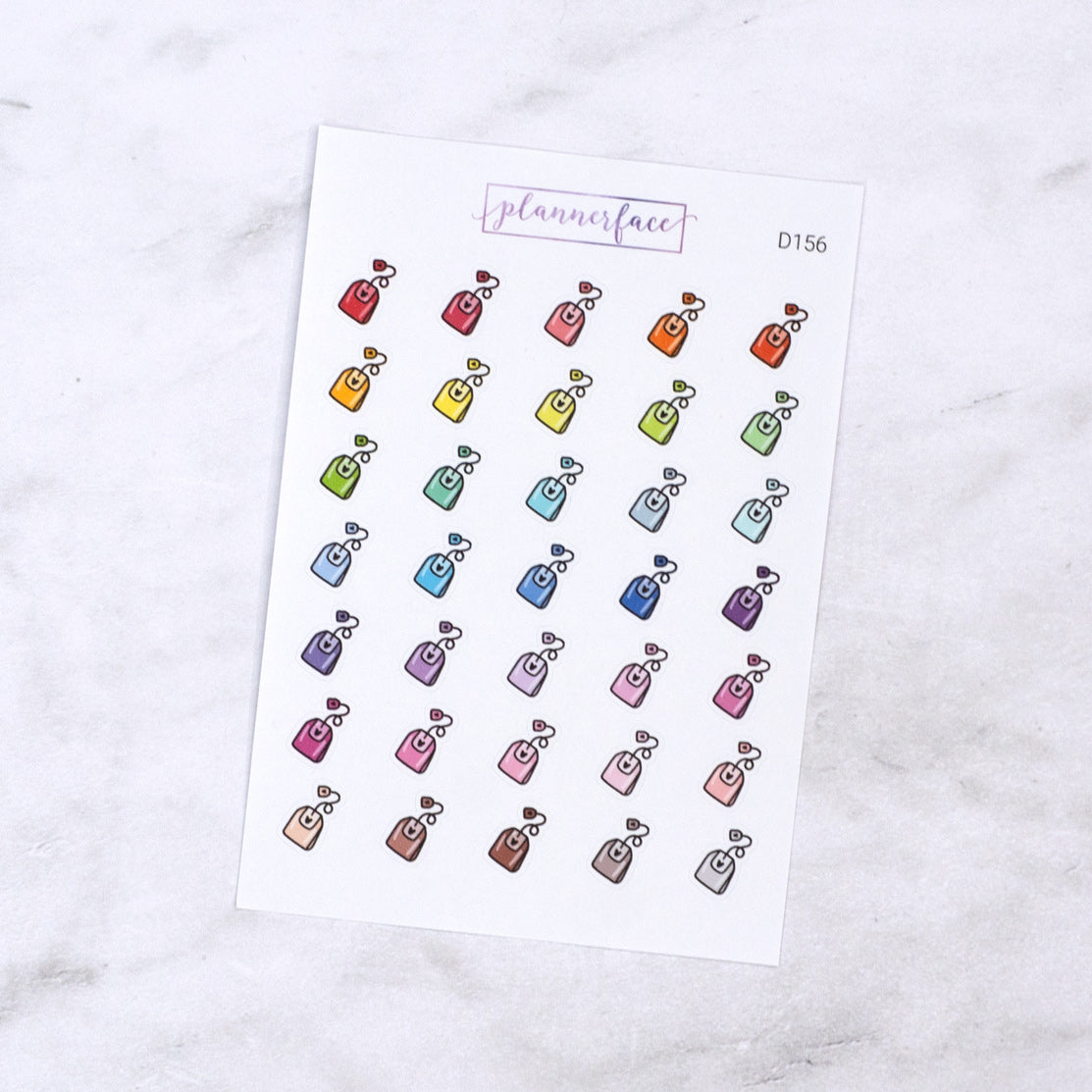 Tea Bag Multicolour Doodle Stickers