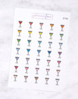 Cocktail Glass Multicolour Doodle Stickers