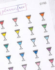 Cocktail Glass Multicolour Doodle Stickers
