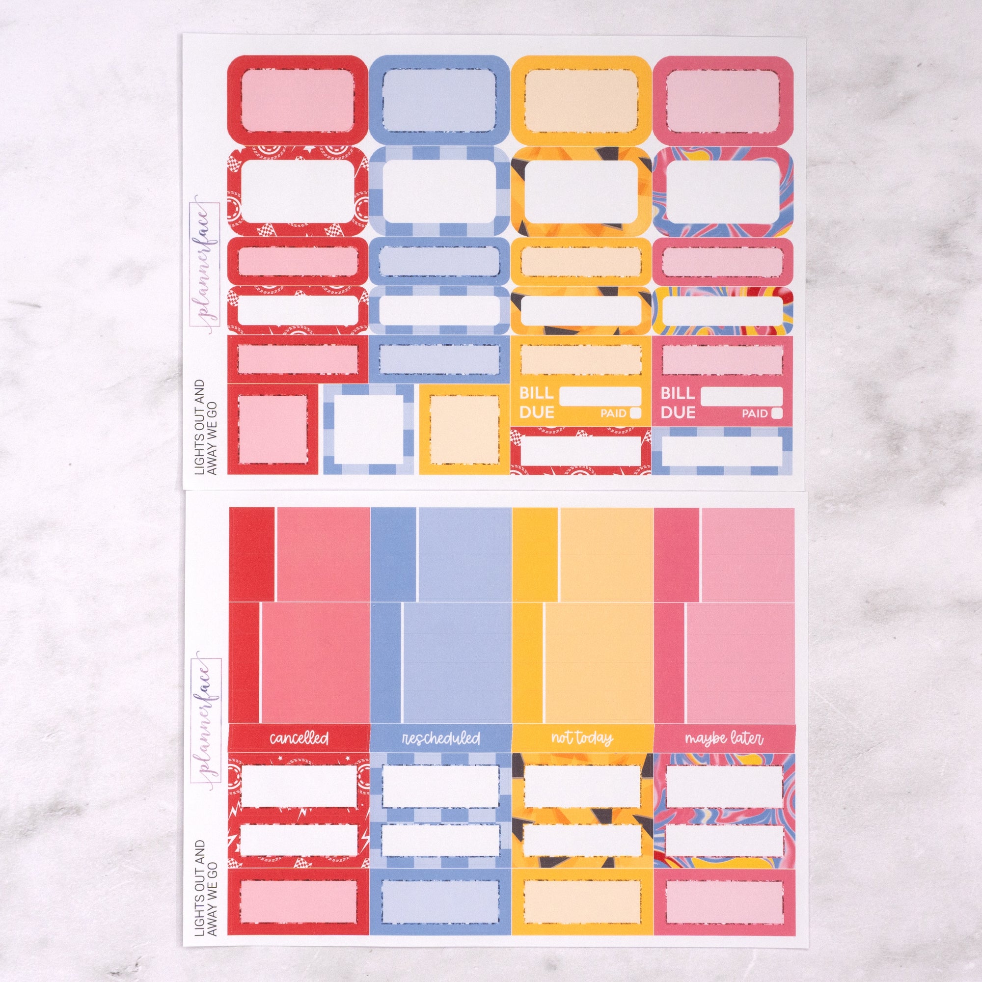 Lights Out & Away We Go Weekly Sticker Kit