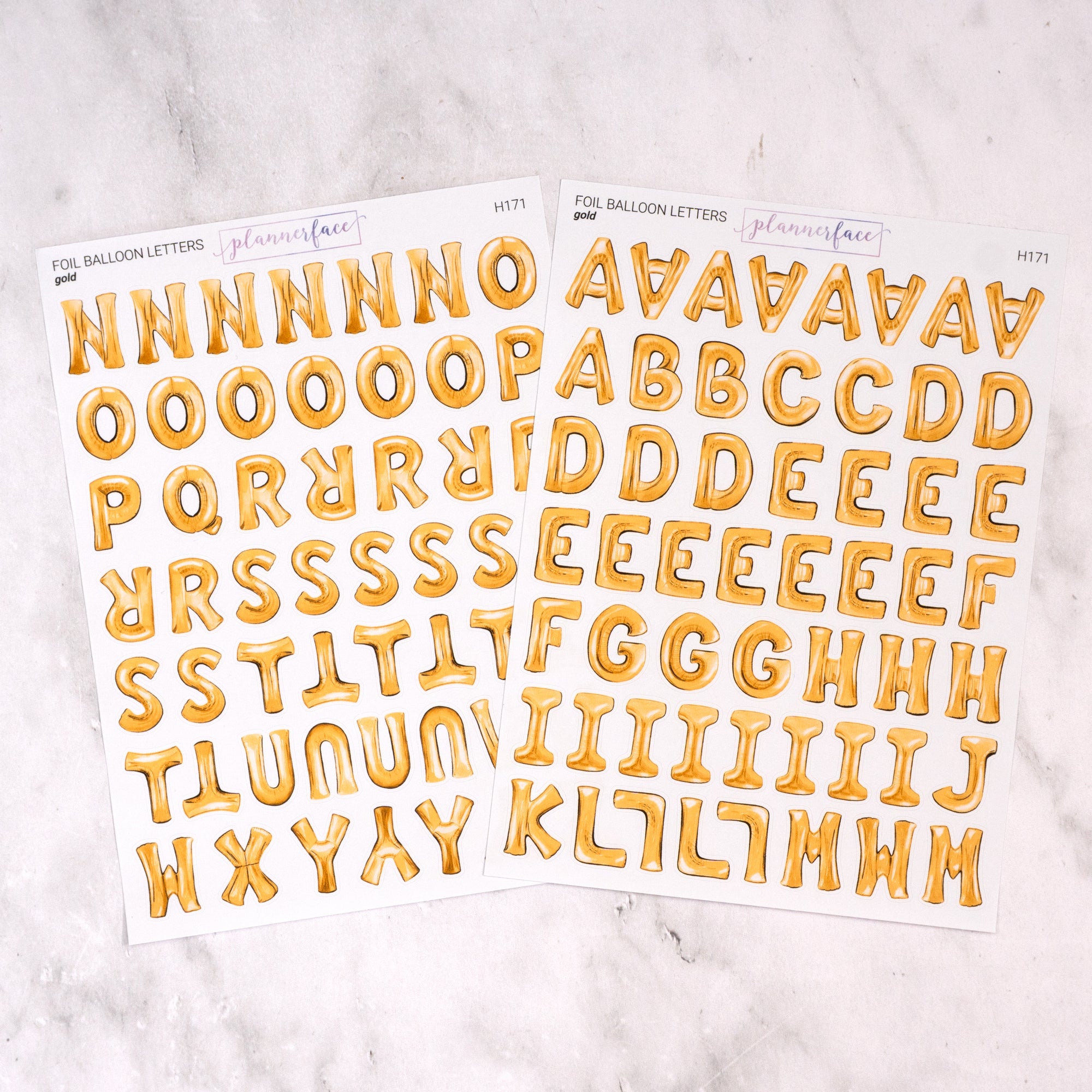 Foil Balloon Letter Alphabet Journalling Stickers (2 Sheets)
