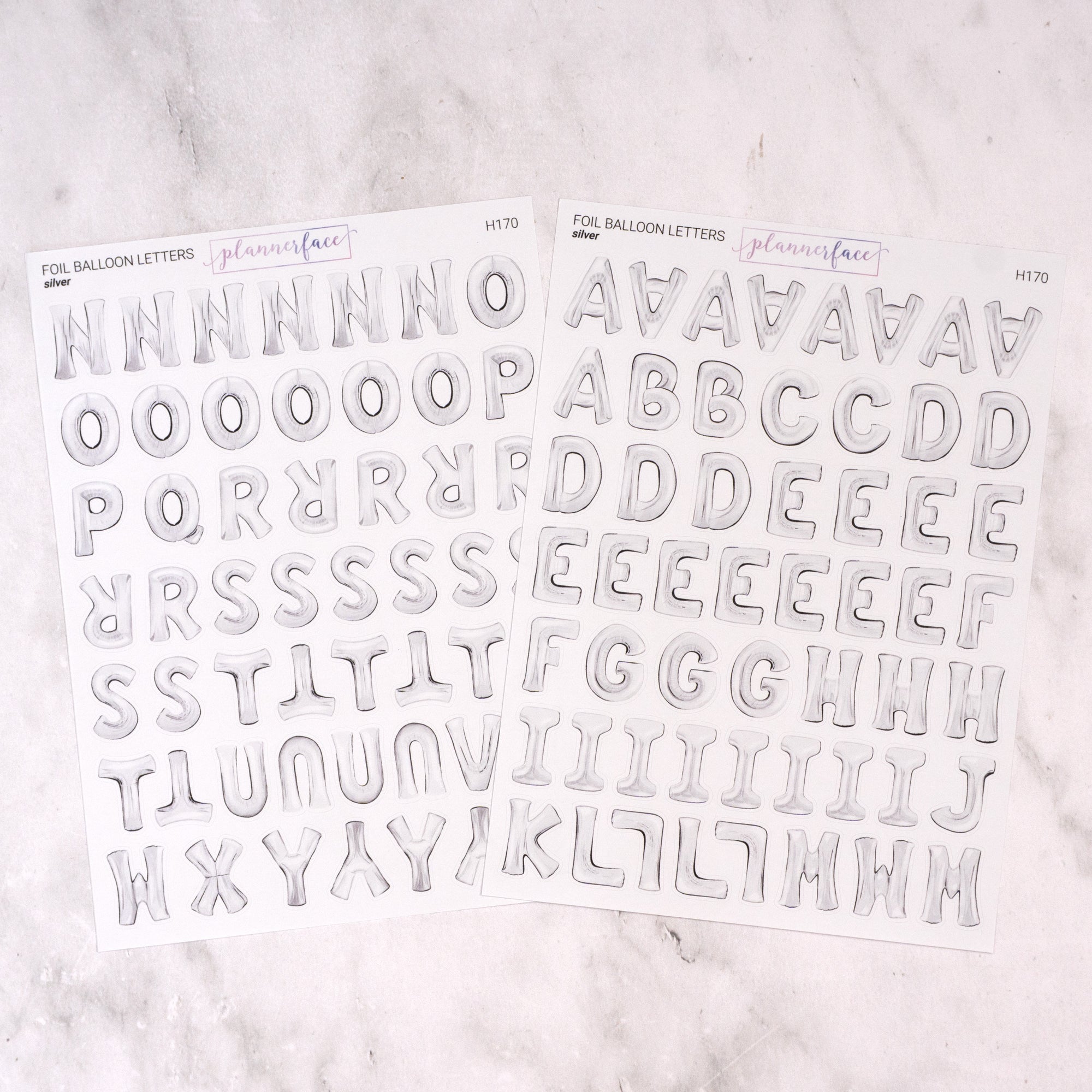Foil Balloon Letter Alphabet Journalling Stickers (2 Sheets)