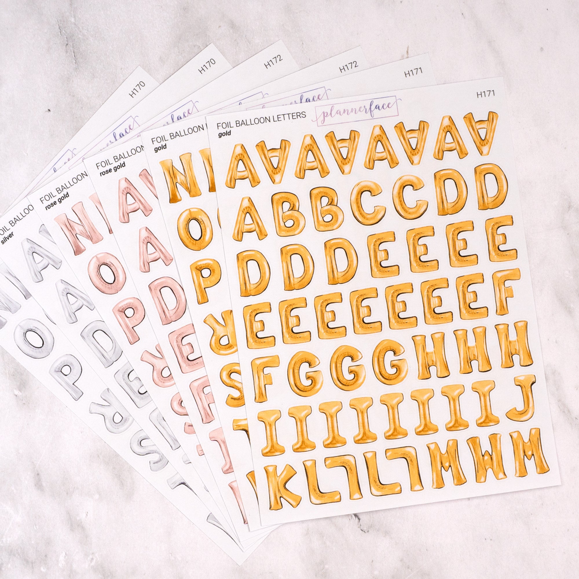 Foil Balloon Letter Alphabet Journalling Stickers (2 Sheets)