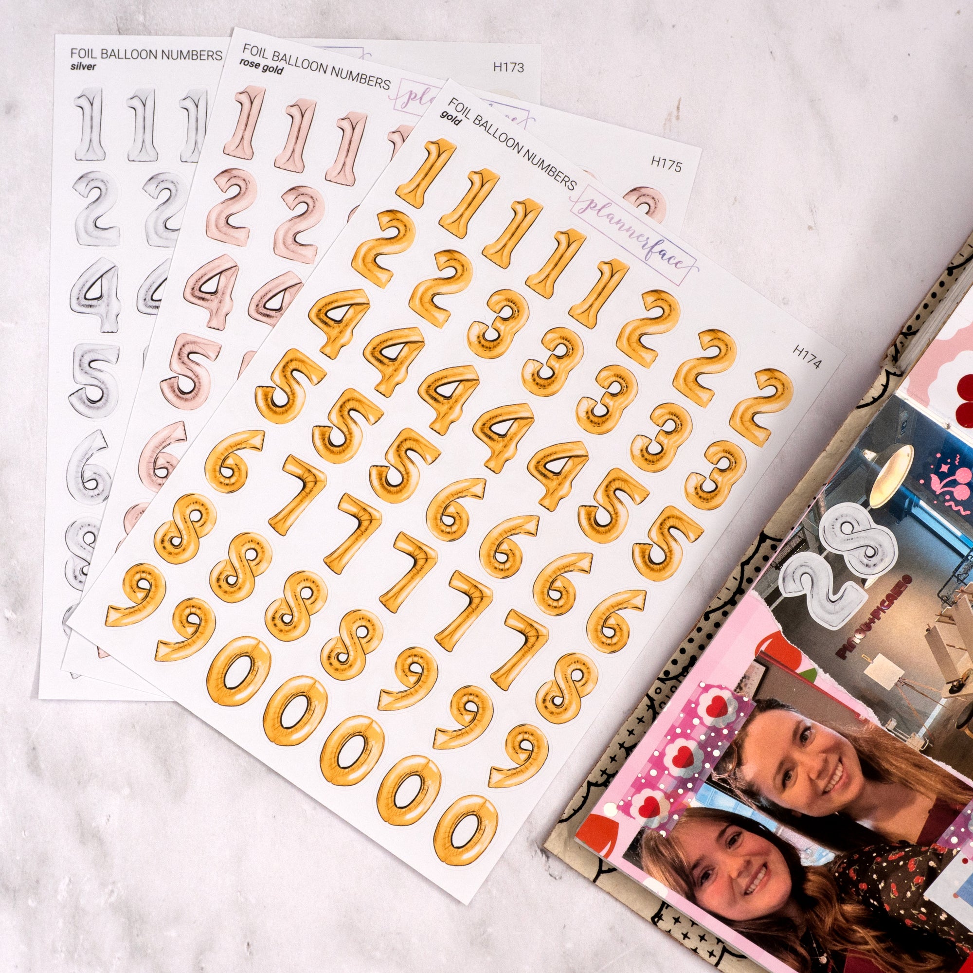 Foil Balloon Number Journalling Stickers
