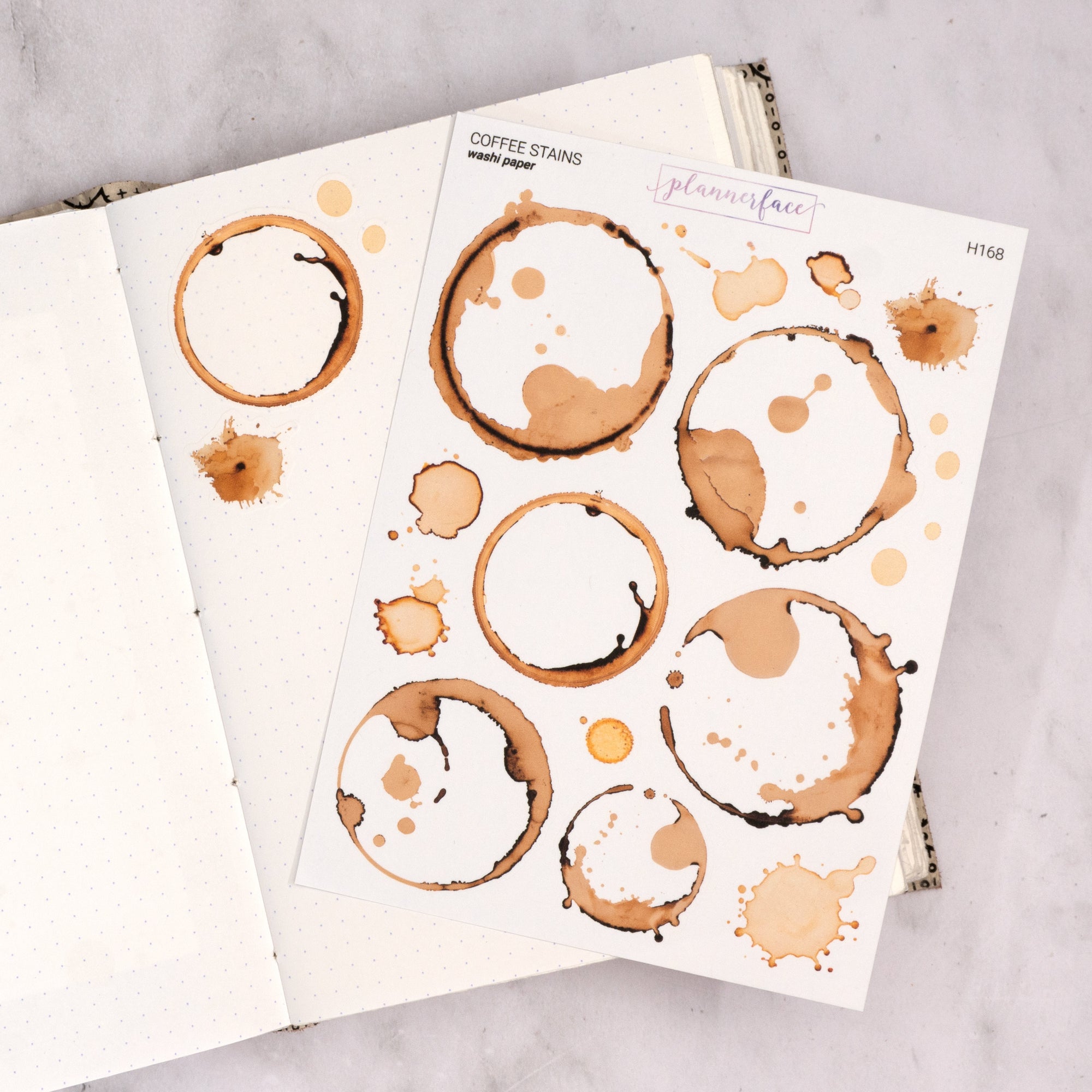 Coffee Cup Stain Journalling Stickers