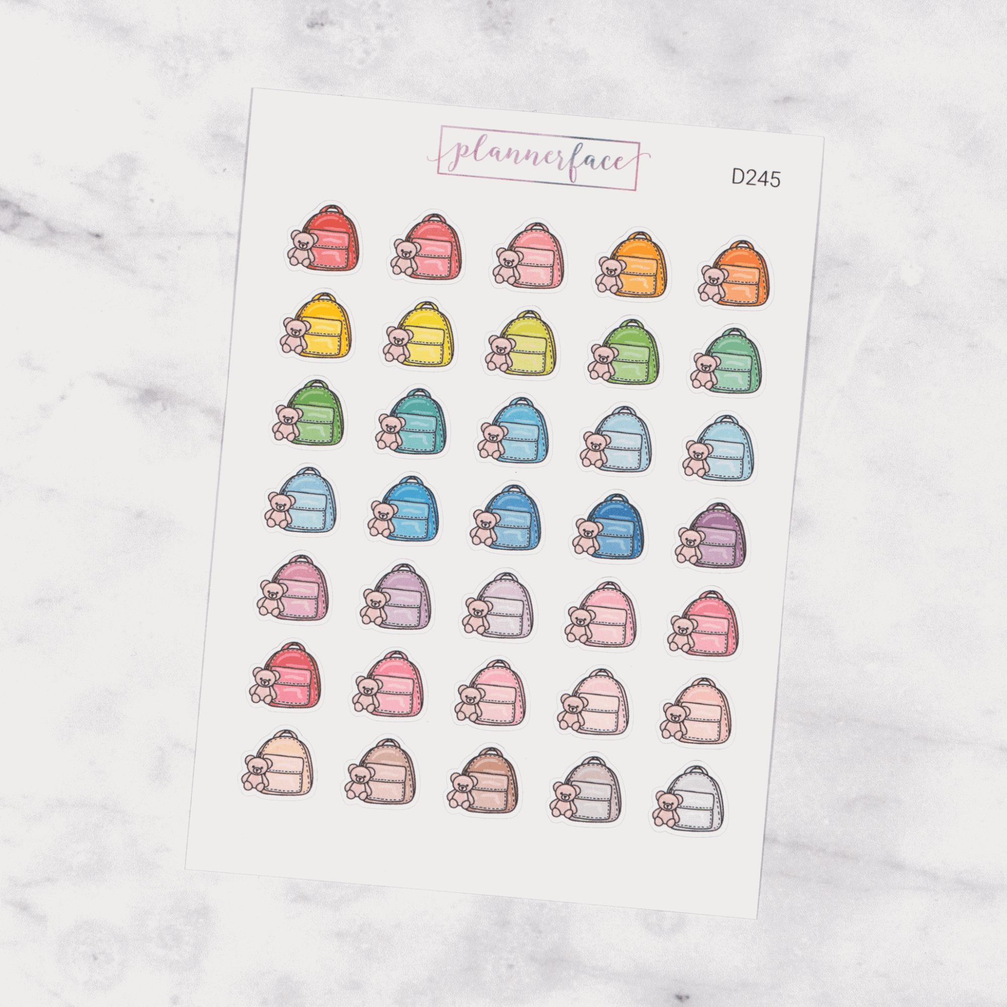 Bear Backpack Multicolour Doodles by Plannerface