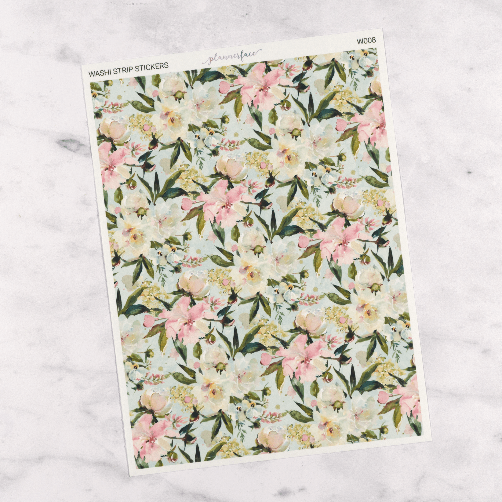 Cream &amp; Pink Floral | Washi Tape Strips by Plannerface
