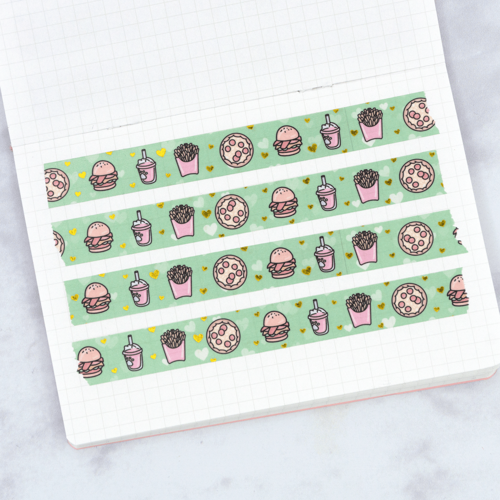 Food | Gold Foiled Doodle Washi Tape by Plannerface