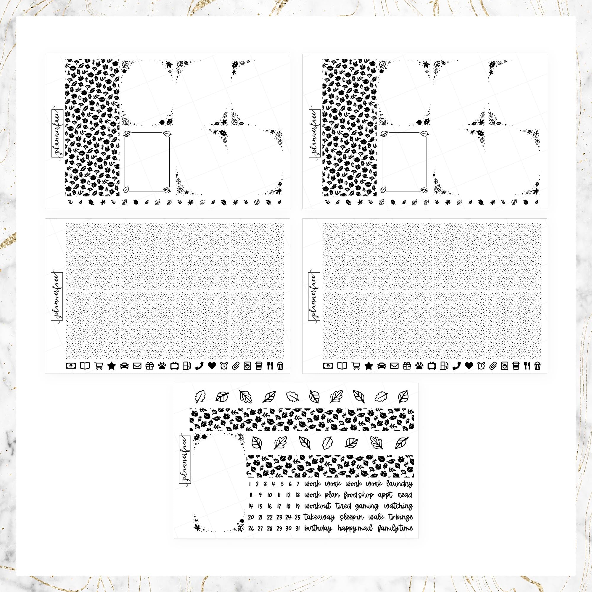 Leaves Foil Pack (Gold) by Plannerface