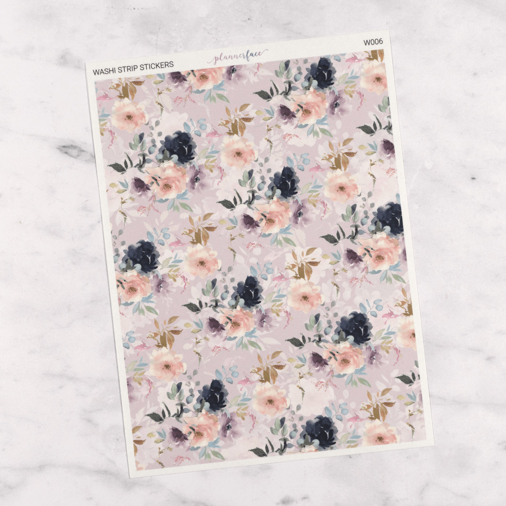 Nude &amp; Navy Floral | Washi Tape Strips by Plannerface
