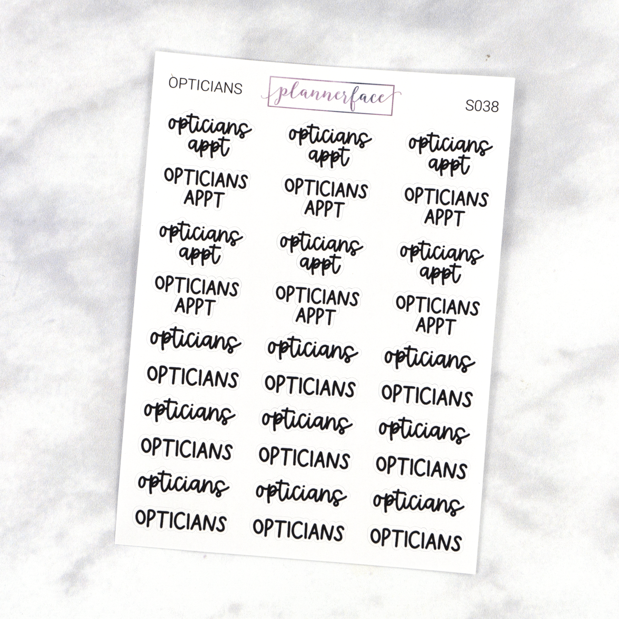 Opticians Appointment | Scripts by Plannerface
