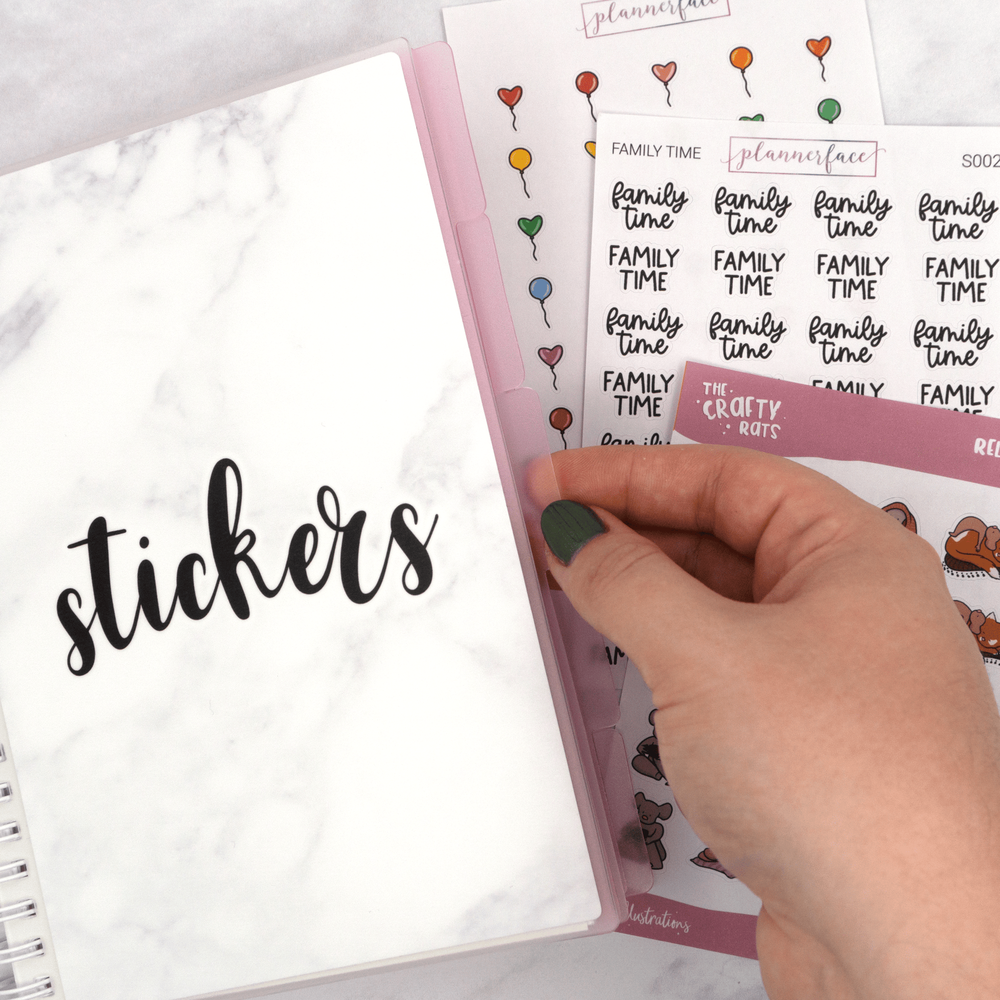 Pink Divider Set for Reusable Sticker Albums by Plannerface