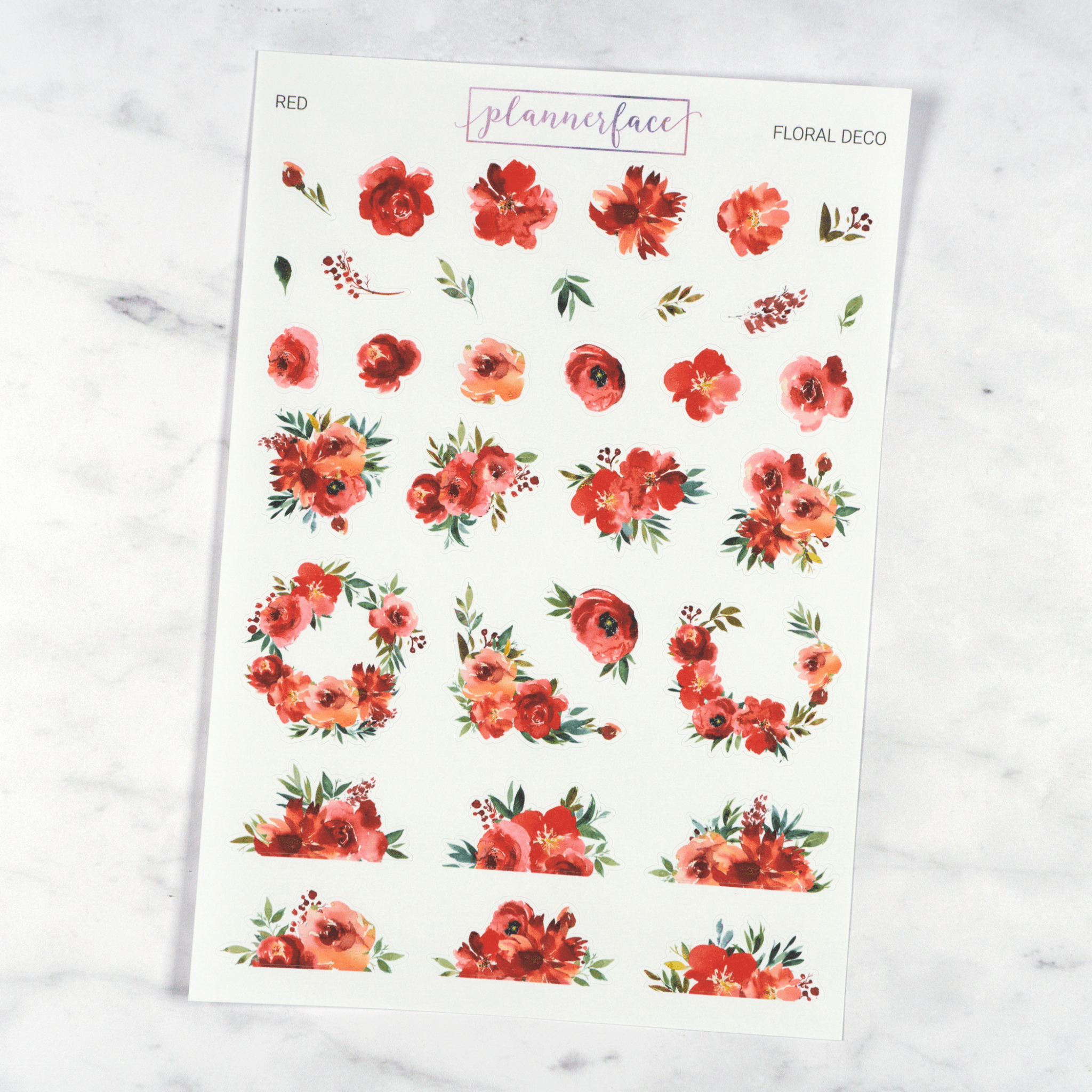 Red Floral Deco | Multicolour by Plannerface