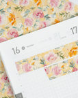 Yellow & Pink Floral | Washi Tape Strips by Plannerface