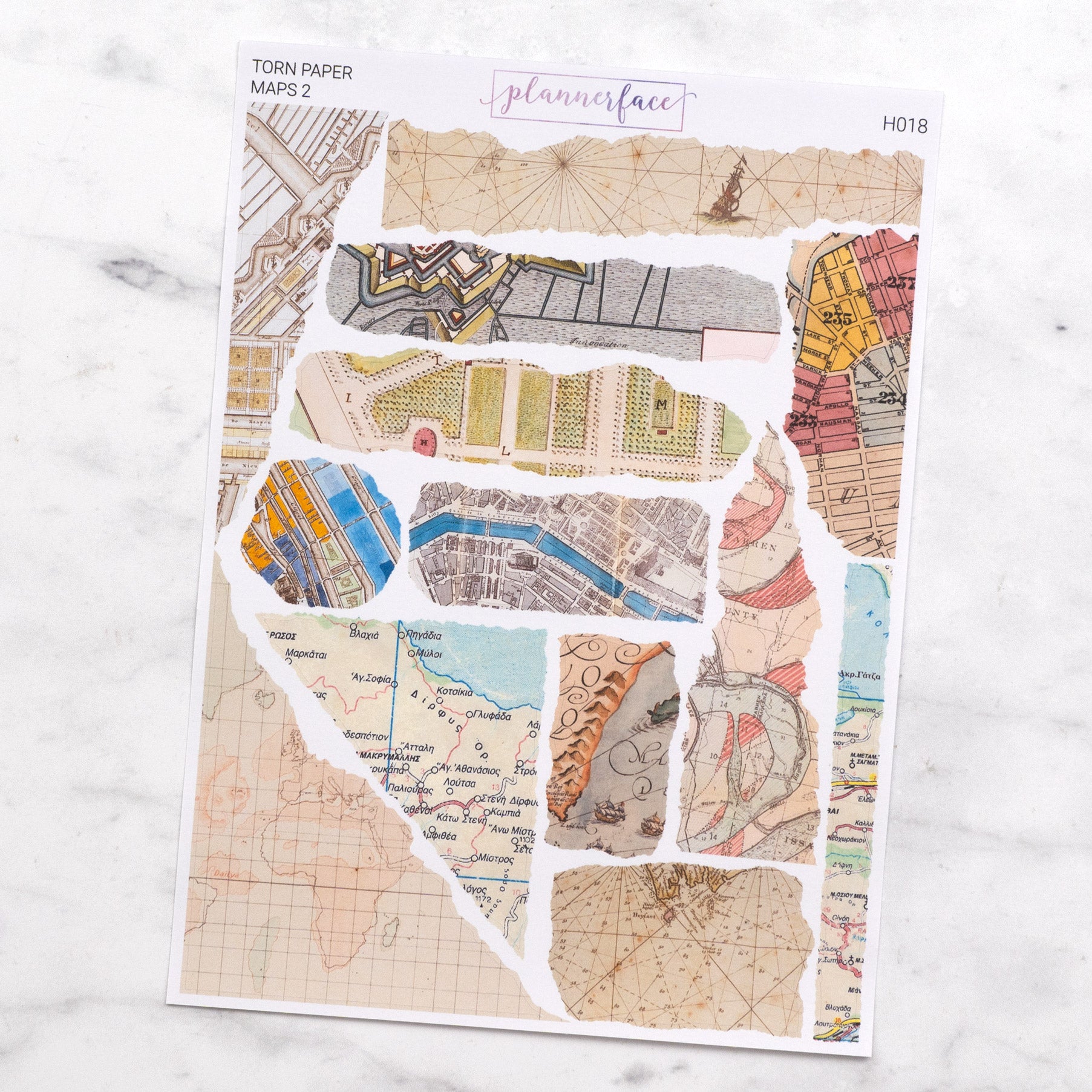 Maps V2 Torn Paper Edge Journalling Stickers