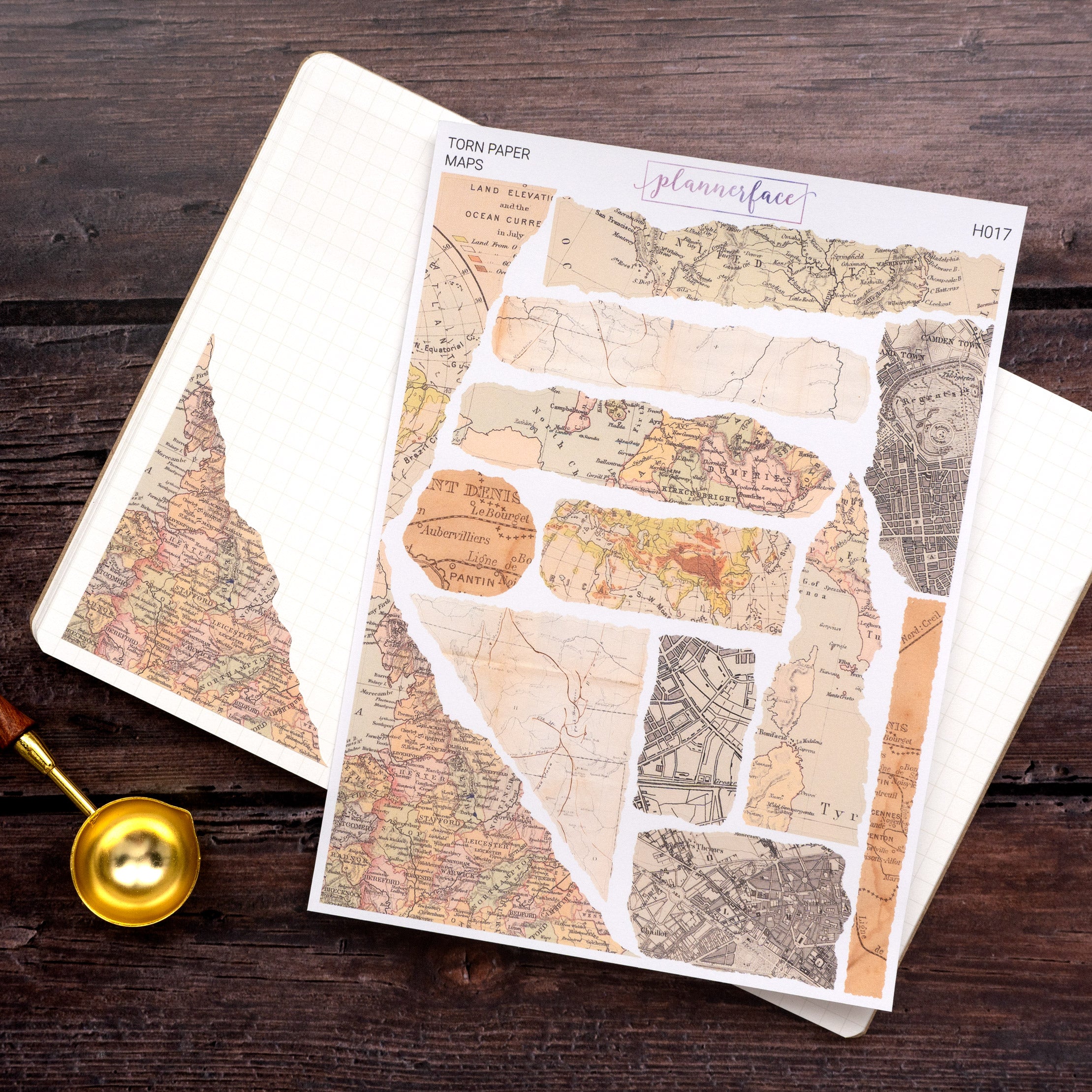Maps Torn Paper Edge Journalling Stickers