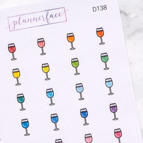 Wine Glass Doodle Stickers