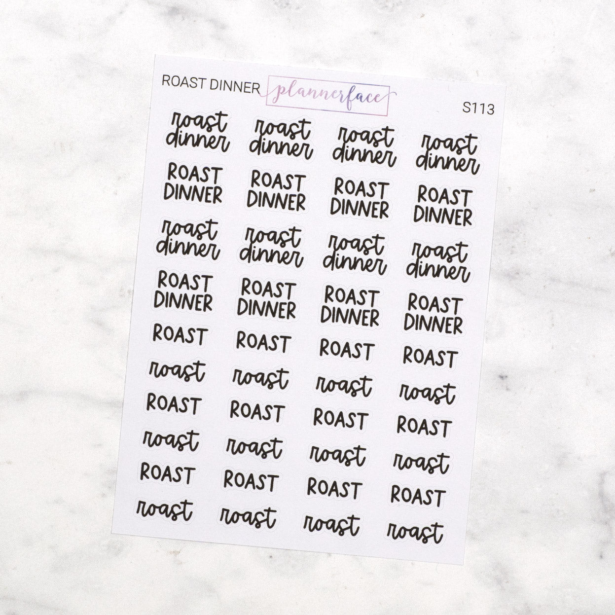 Roast Dinner Script Stickers