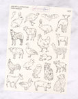 Farm Animals Line Art Transparent Journalling Stickers