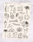 Tropical Line Art Transparent Journalling Stickers