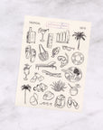 Tropical Line Art Transparent Journalling Stickers