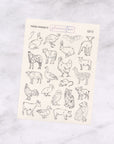 Farm Animals Line Art Transparent Journalling Stickers