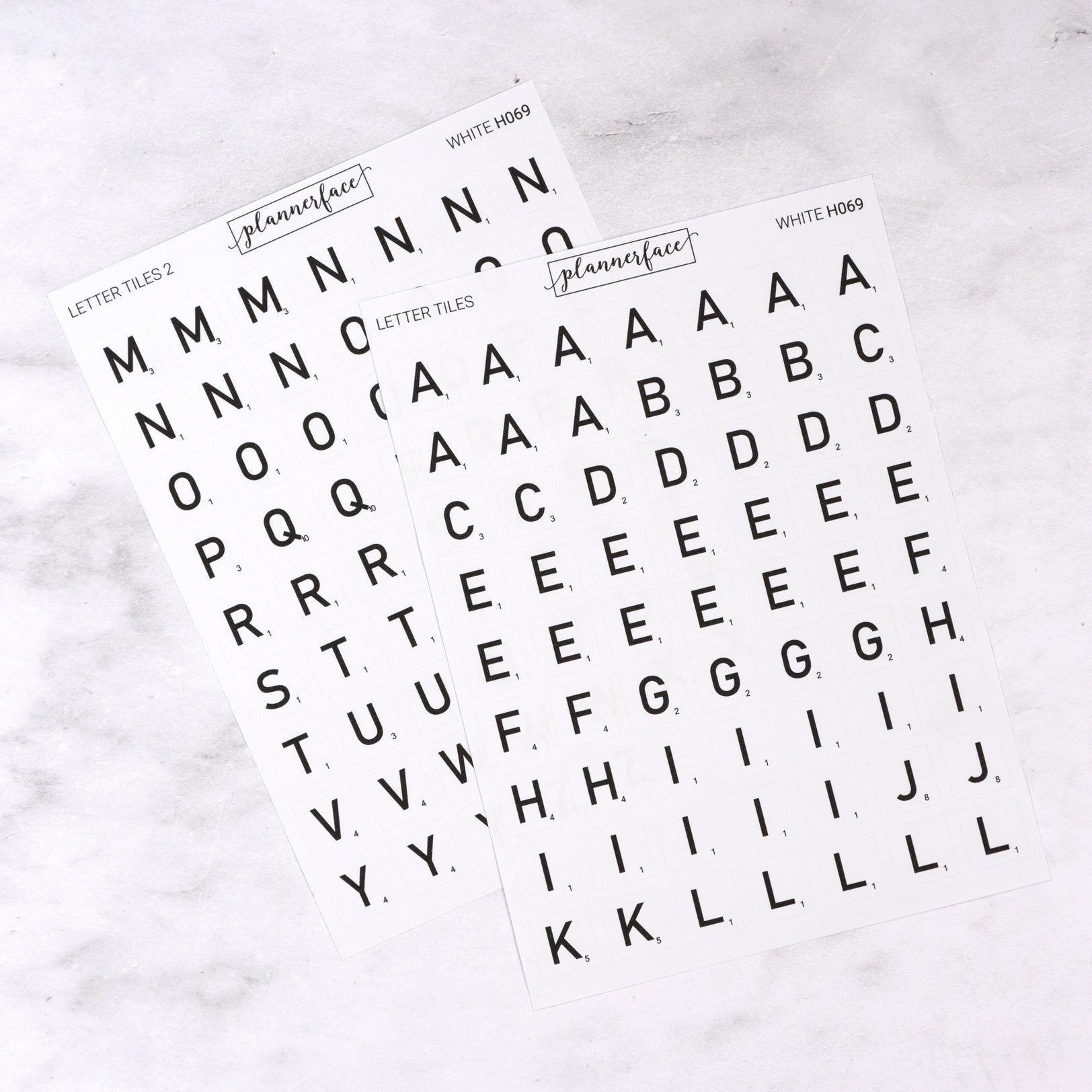 Letter Tile Alphabet Journalling Stickers (2 Sheets)