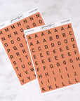 Letter Tile Alphabet Journalling Stickers (2 Sheets)