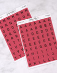 Letter Tile Alphabet Journalling Stickers (2 Sheets)