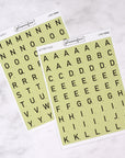 Letter Tile Alphabet Journalling Stickers (2 Sheets)