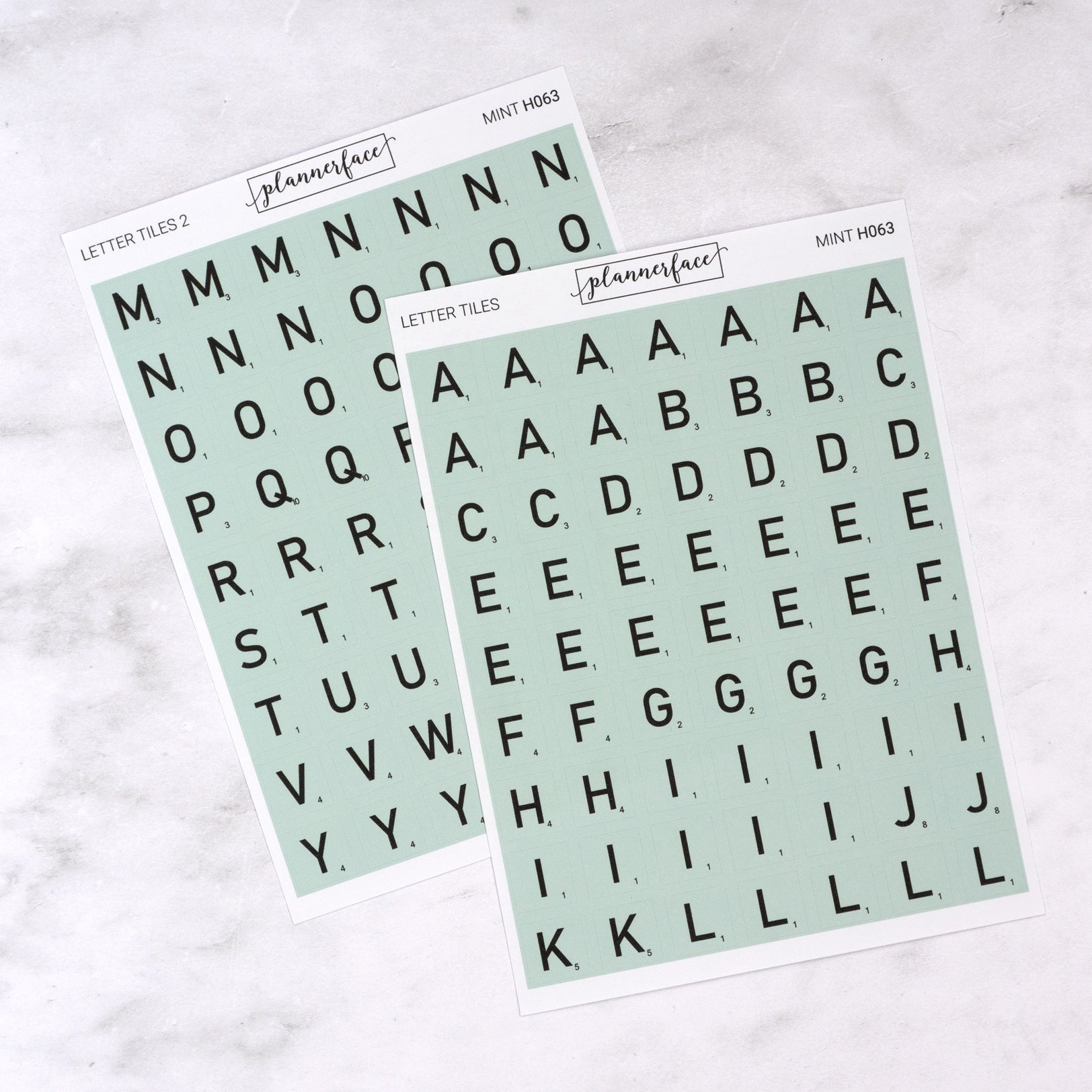 Letter Tile Alphabet Journalling Stickers (2 Sheets)