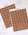 Letter Tile Alphabet Journalling Stickers (2 Sheets)