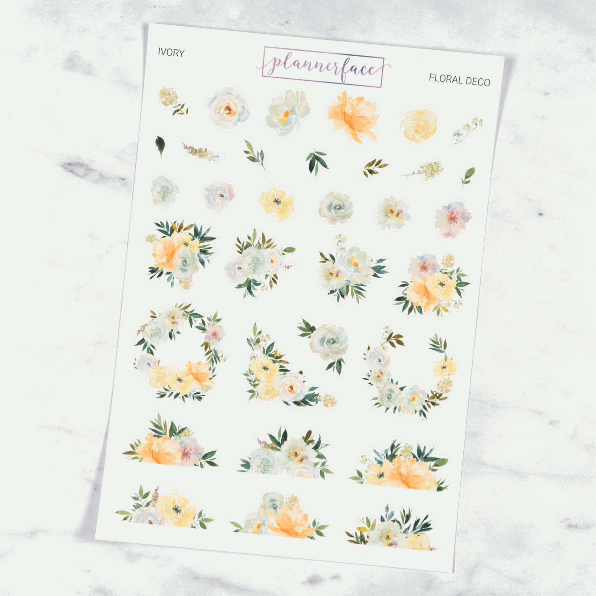 12 Sheet Floral Deco Bundle | Multicolour by Plannerface