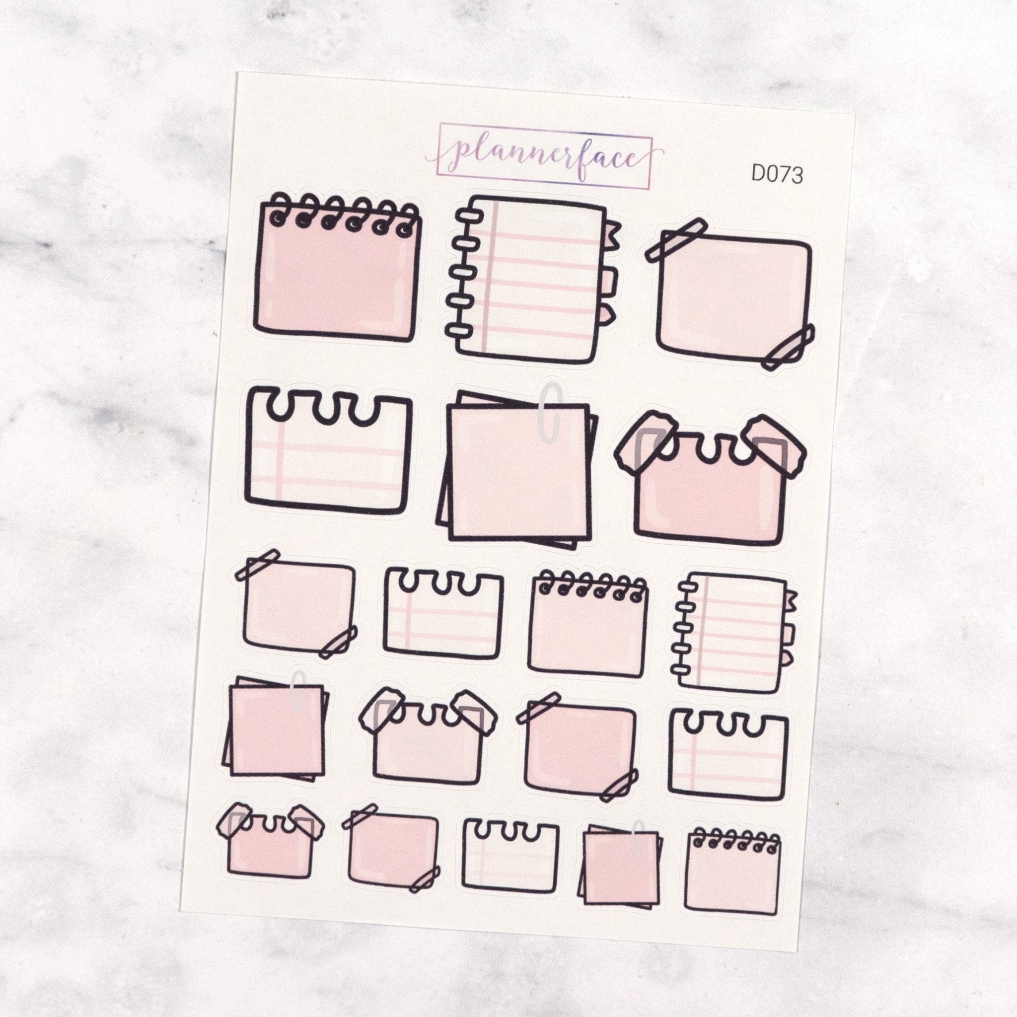 Baby Pink Note Paper Multicolour Doodles by Plannerface