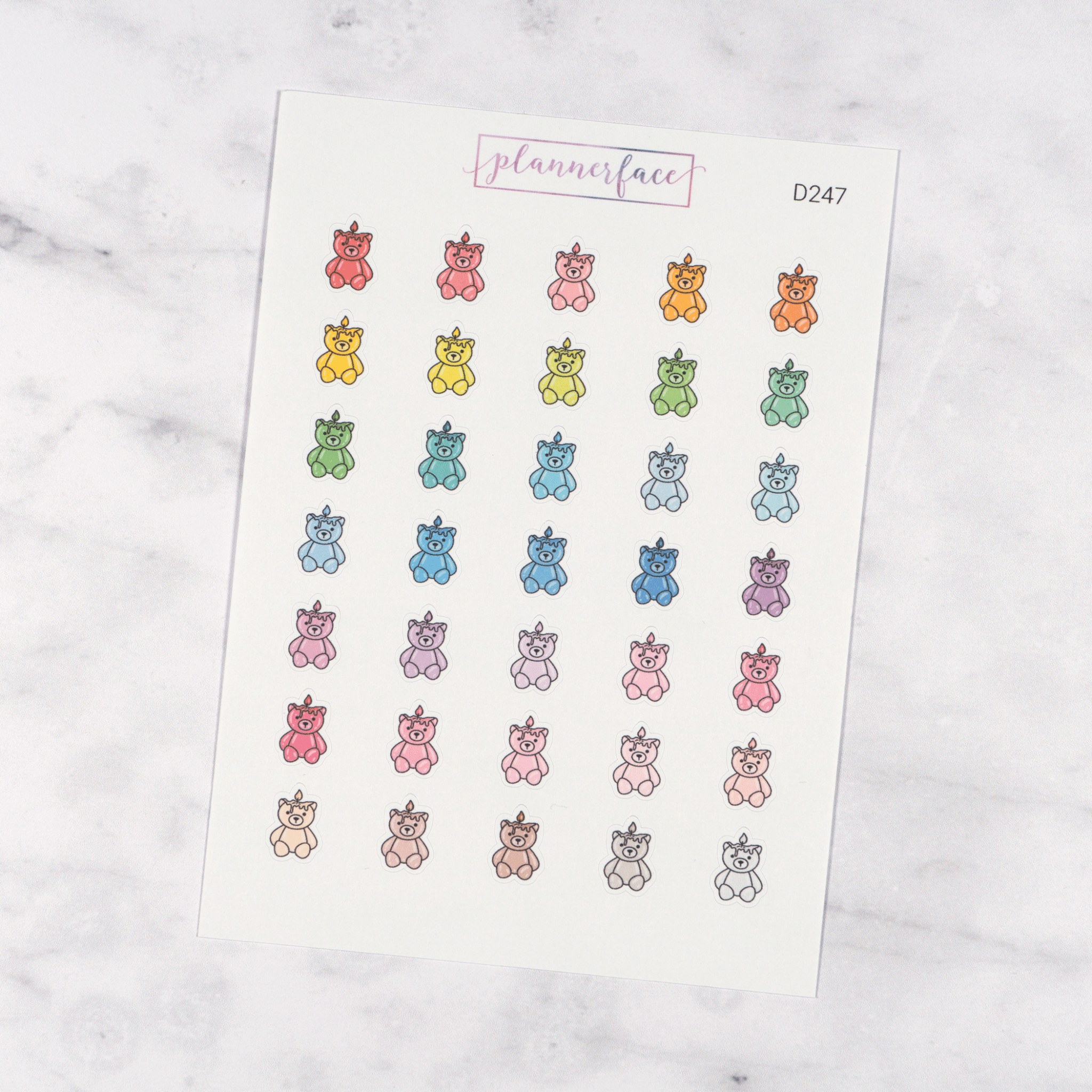 Bear Candle Multicolour Doodles by Plannerface