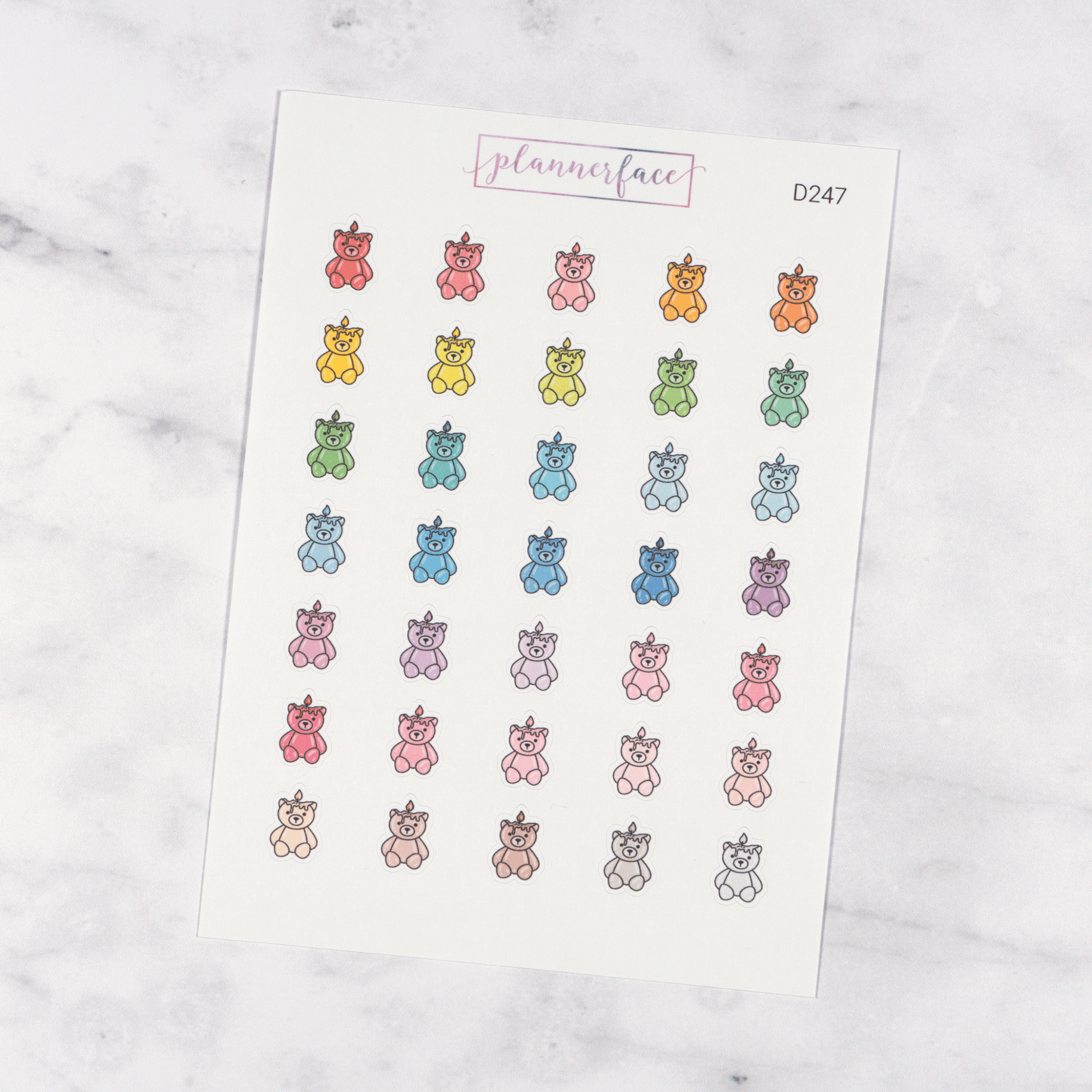 Bear Candle Multicolour Doodles by Plannerface