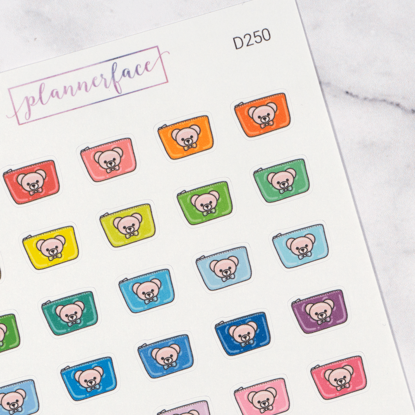 Bear Pouch Multicolour Doodles by Plannerface