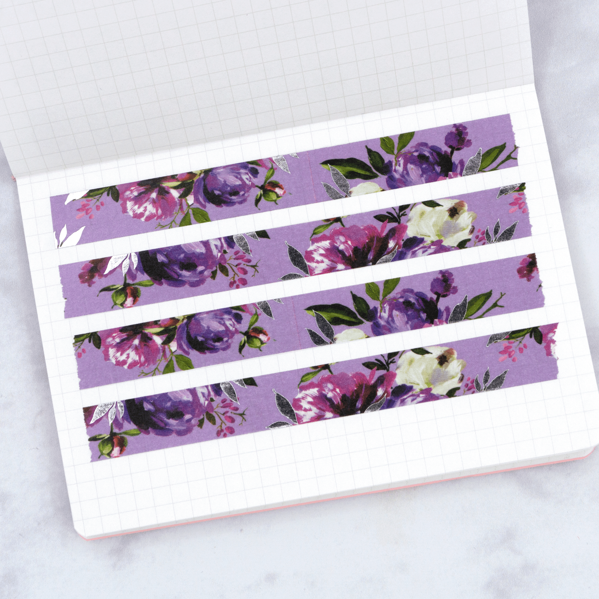 Believe | Silver Foiled Purple Floral Washi Tape by Plannerface