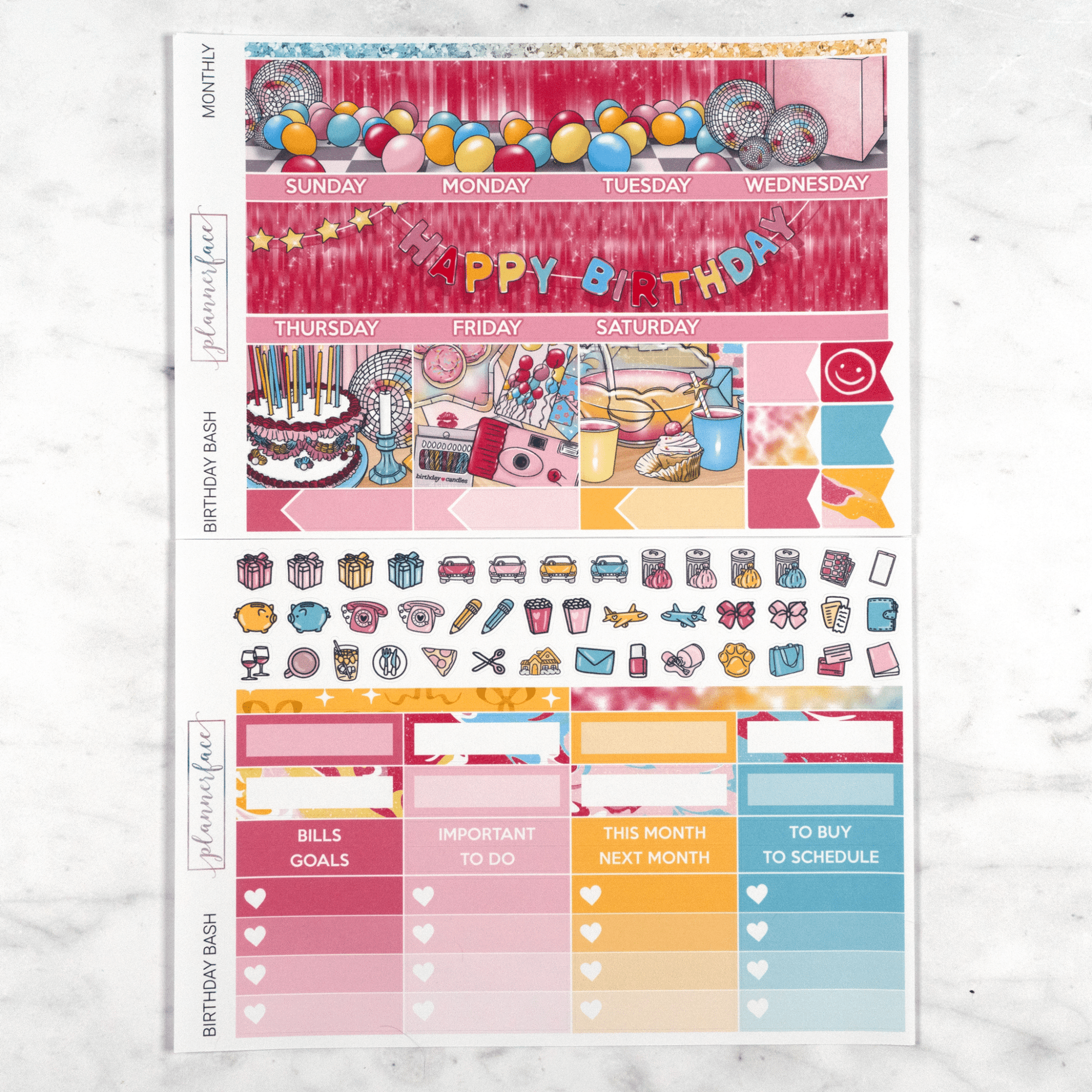 Birthday Bash Monthly Kit by Plannerface
