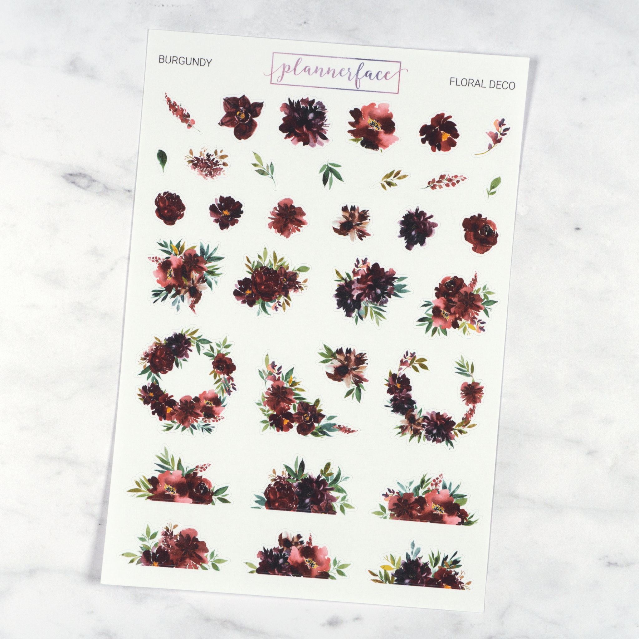 Burgundy Floral Deco | Multicolour by Plannerface
