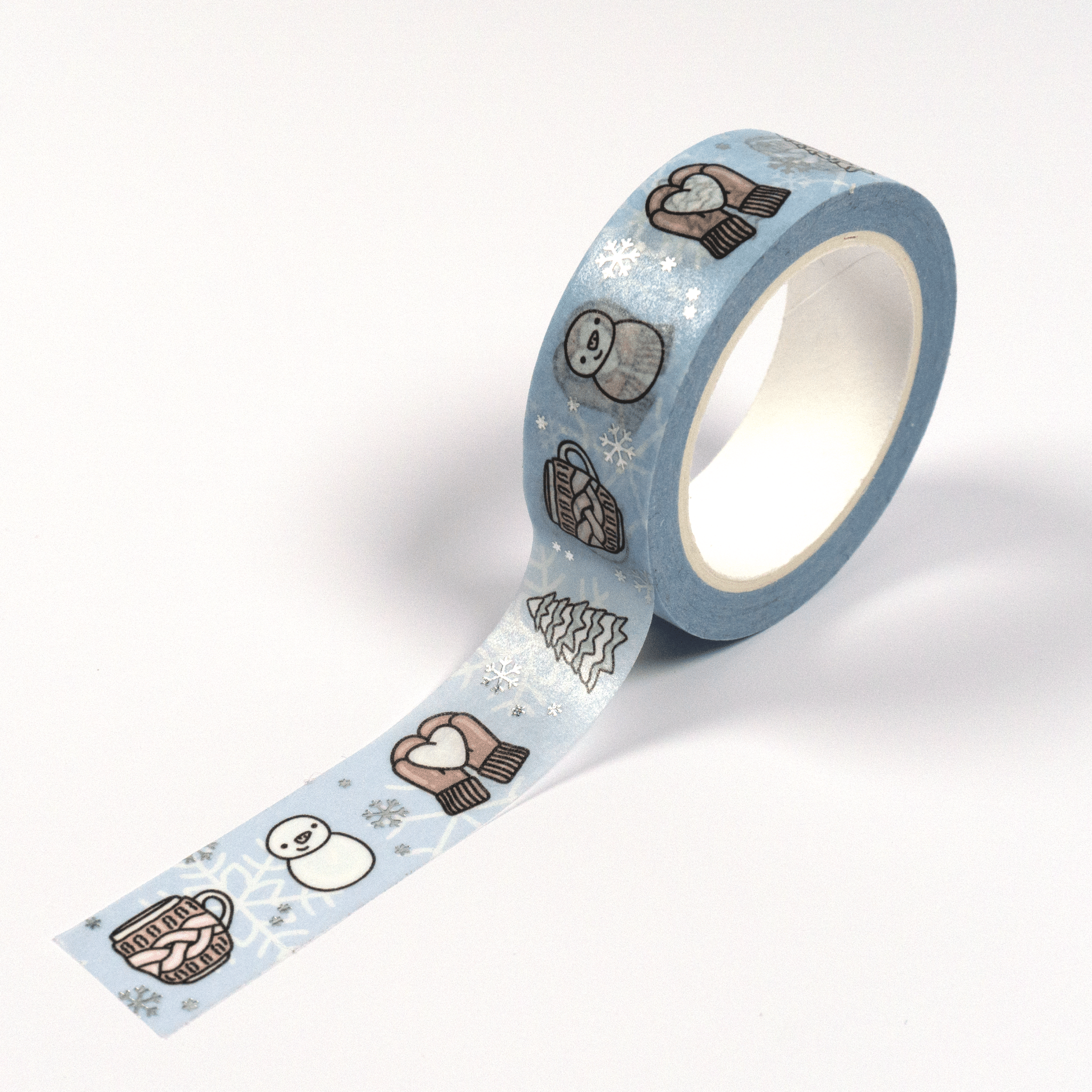 Chilly Winter | Silver Foiled Doodle Washi Tape by Plannerface