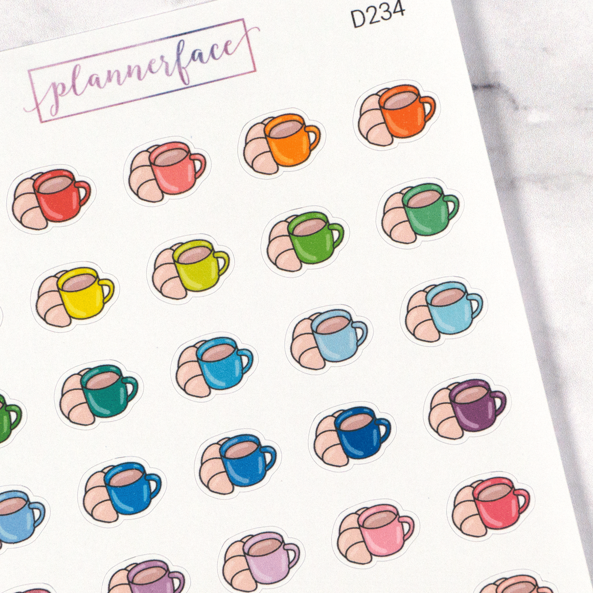 Coffee & Croissant Multicolour Doodles by Plannerface