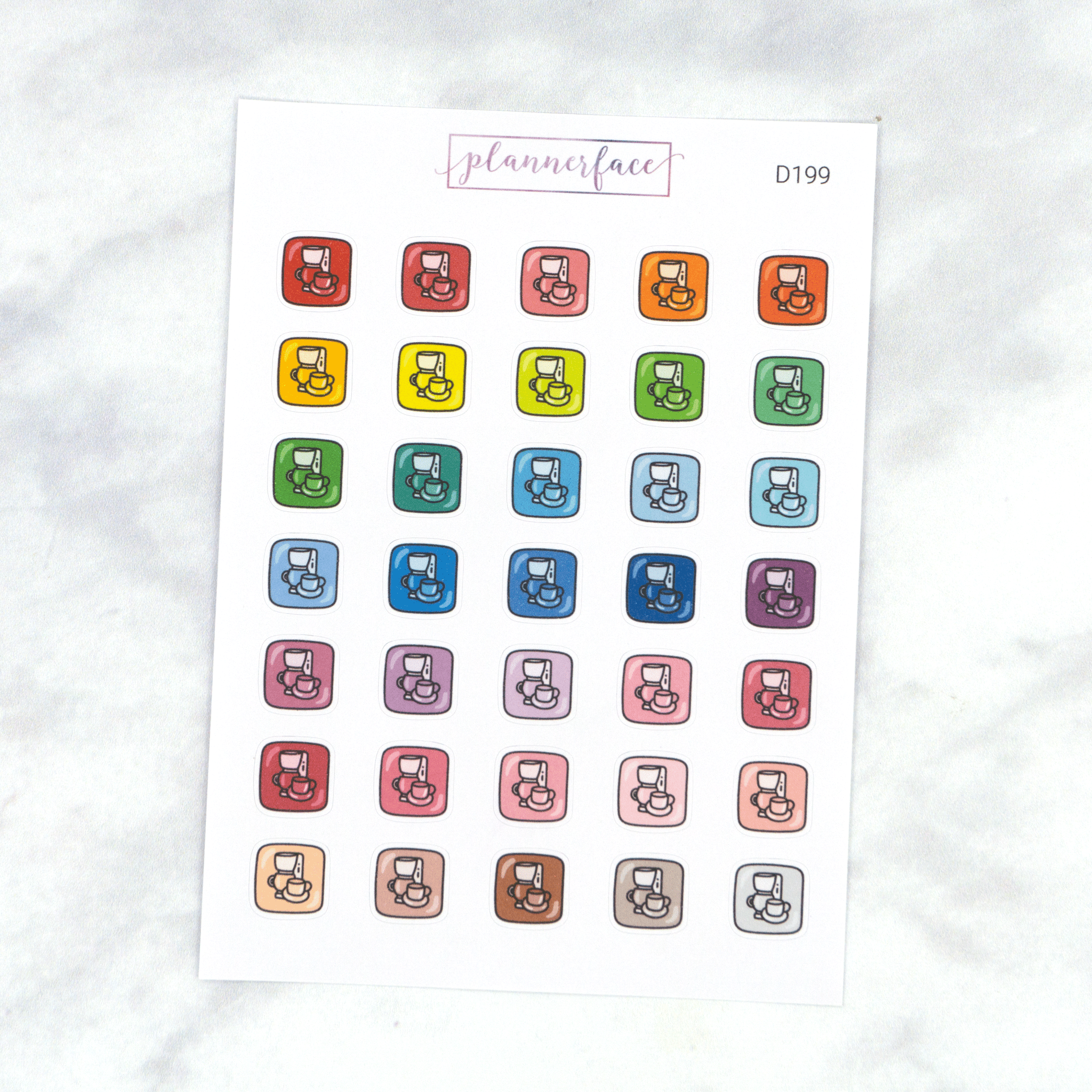 Coffee Machine Multicolour Doodles (Square) by Plannerface