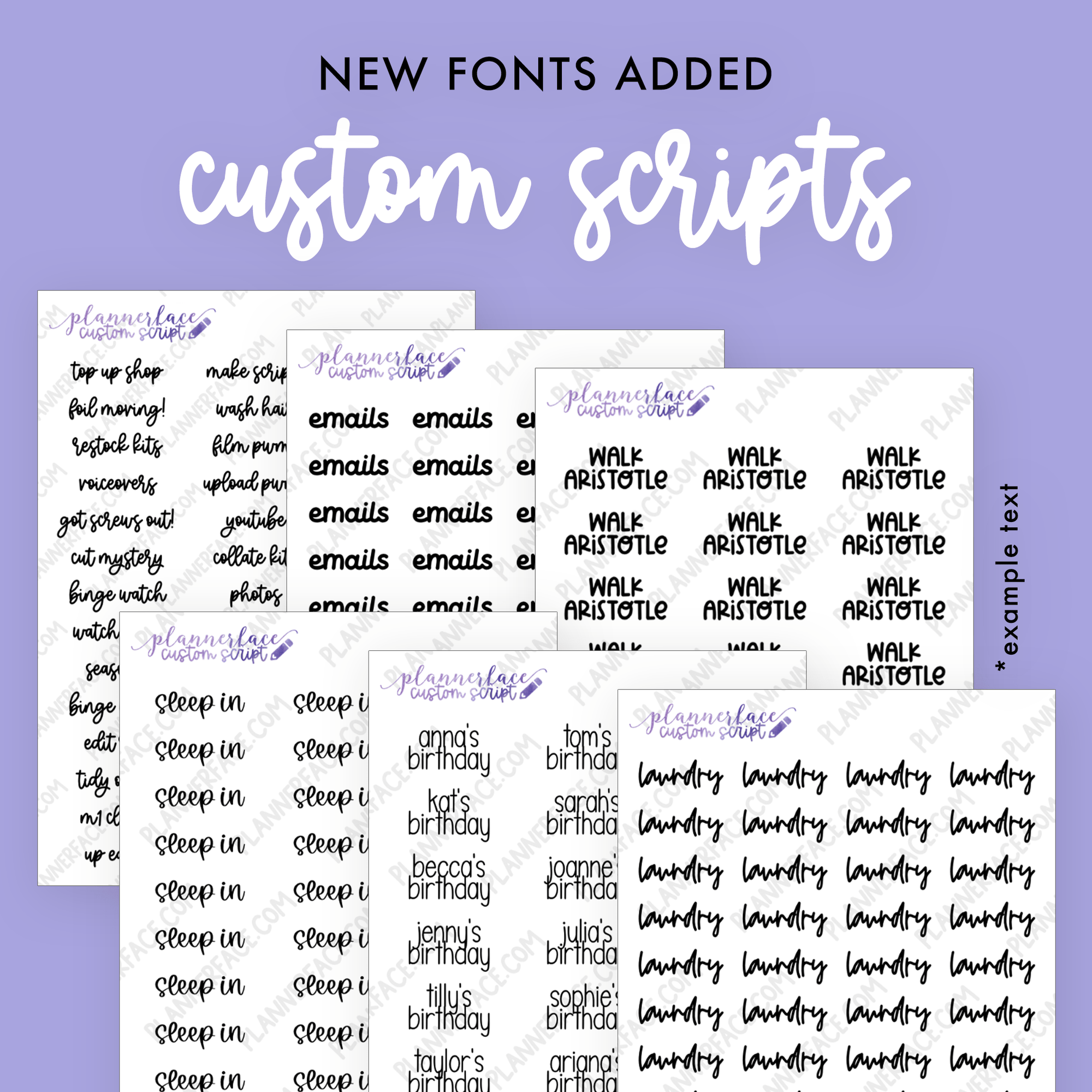 Custom Script Stickers by Plannerface