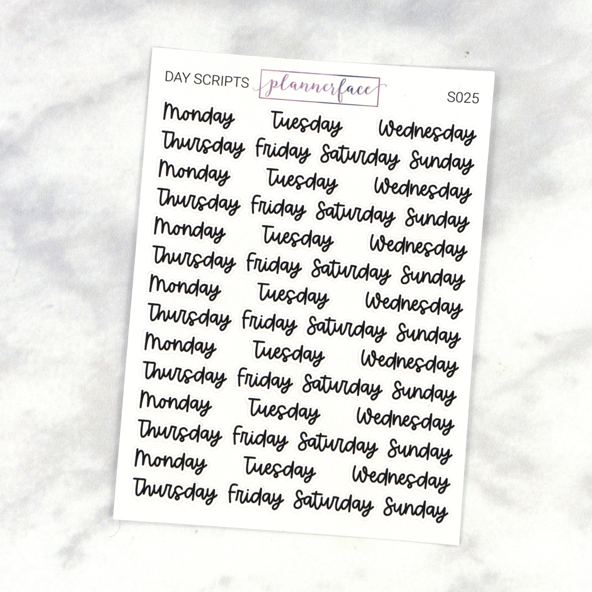 Days of the Week | Scripts by Plannerface
