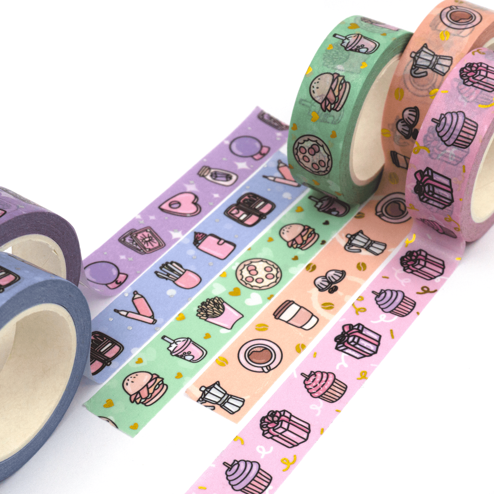 Foiled Doodle Washi Tape Bundle (5 Tapes) by Plannerface